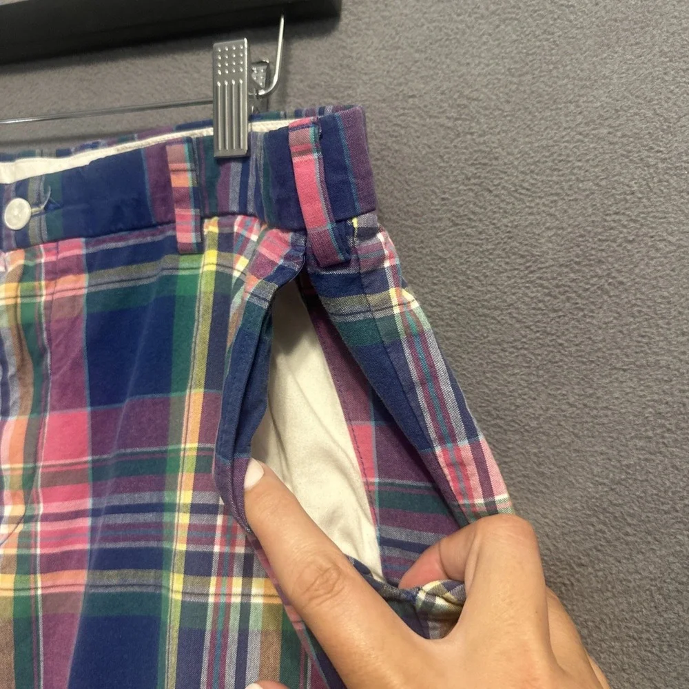 VTG Y2K Polo Ralph Lauren Indian Madras Plaid Shorts Mens 34 Preppy 9